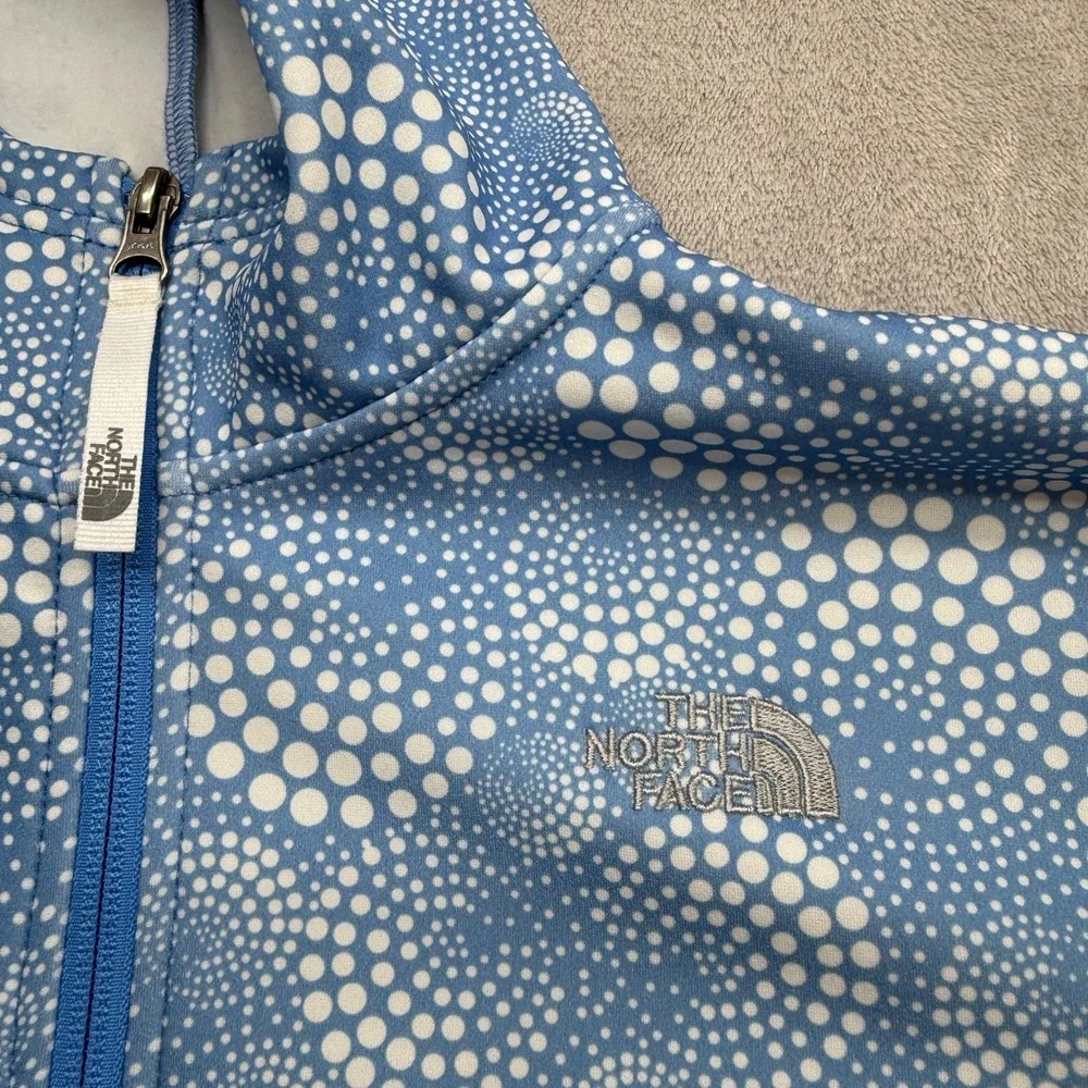 The North Face Full Zip Hoodie Girls XL‎ Blue Polka Dot Swirl Softshell Jacket